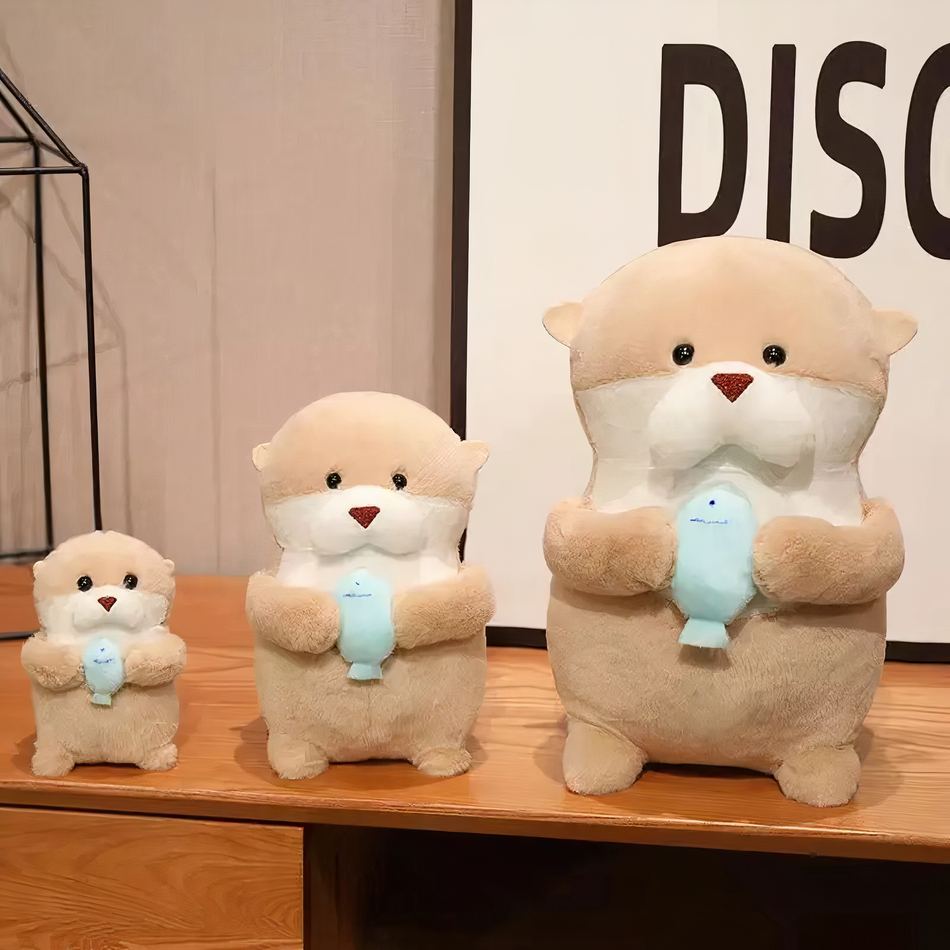 Peluche loutre douce avec poisson compagnon câlin 31cm La compagnie de la peluche