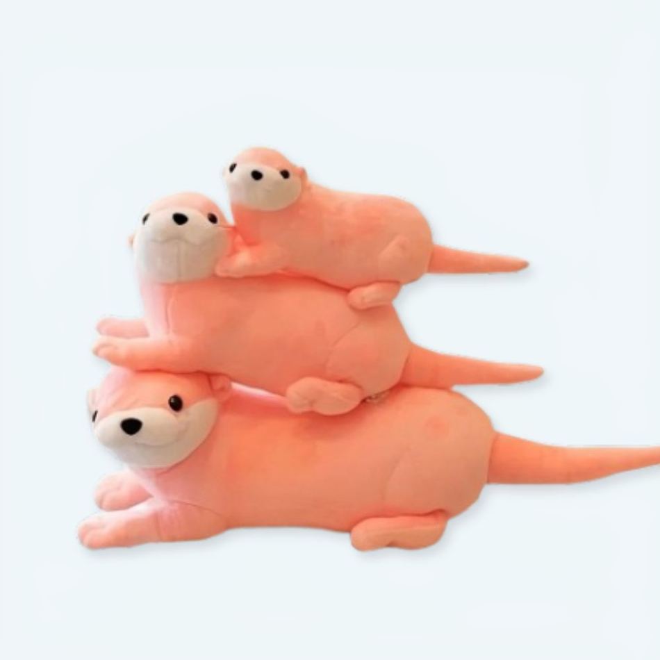 Peluche loutre rose douce câline enfant cadeau 40cm La compagnie de la peluche