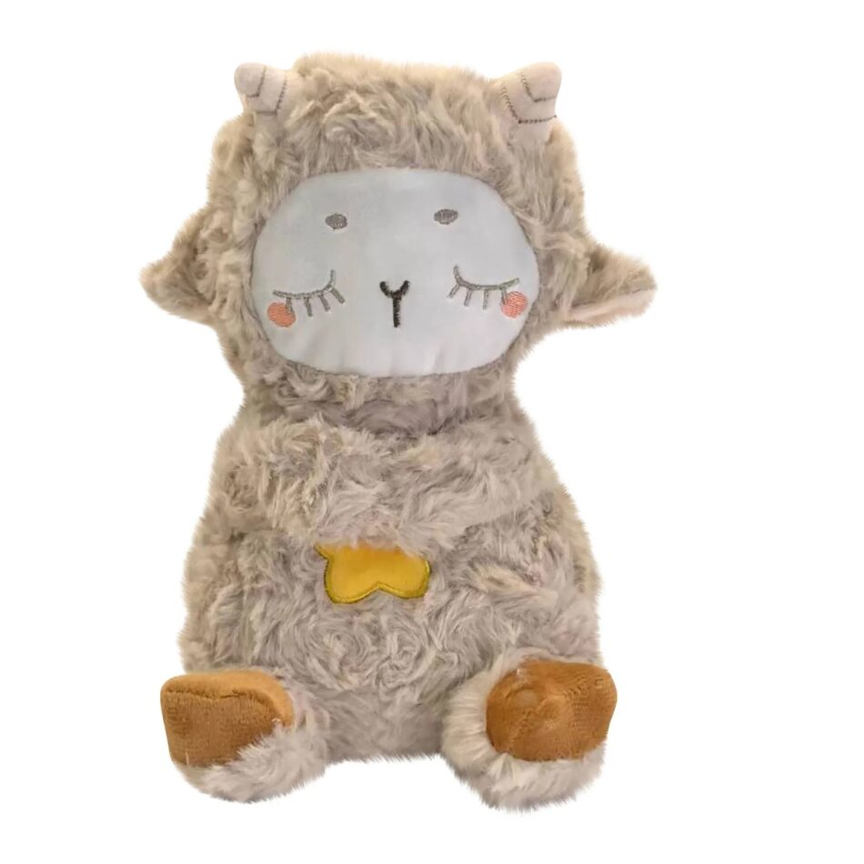 Peluche mouton doux berceuse apaisante sommeil enfant marron La compagnie de la peluche
