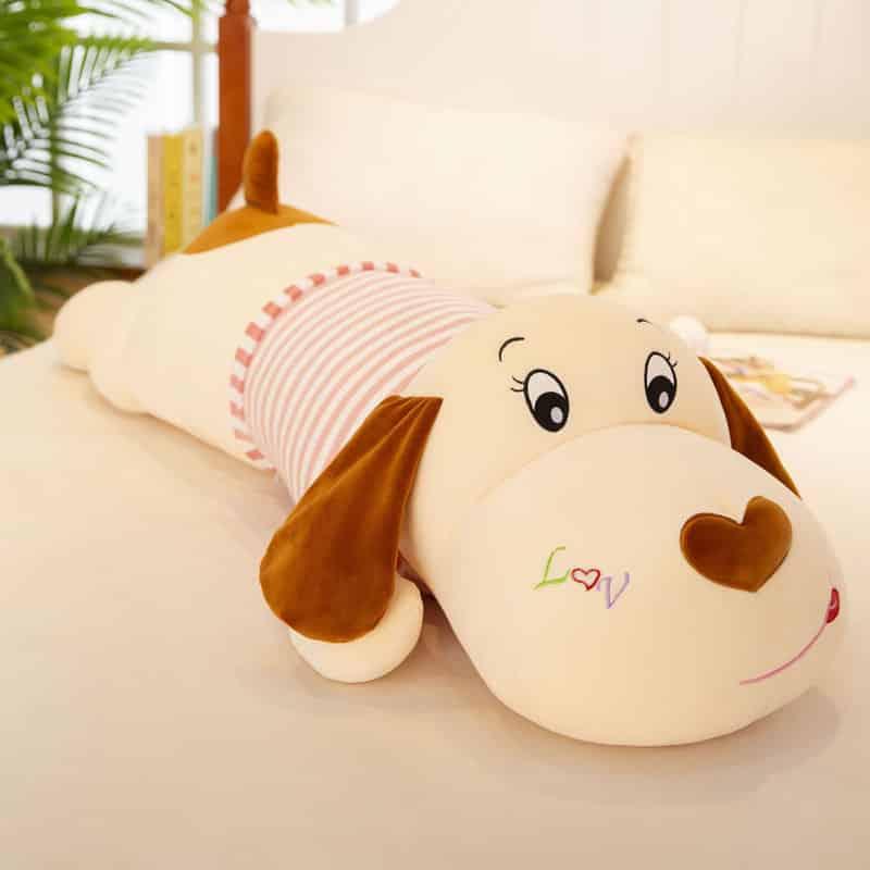 Peluche oreiller chien couple amour doux câlin chaleureux 100cm / rose La compagnie de la peluche