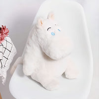 Peluche oreiller hippopotame blanc doux confort maison La compagnie de la peluche