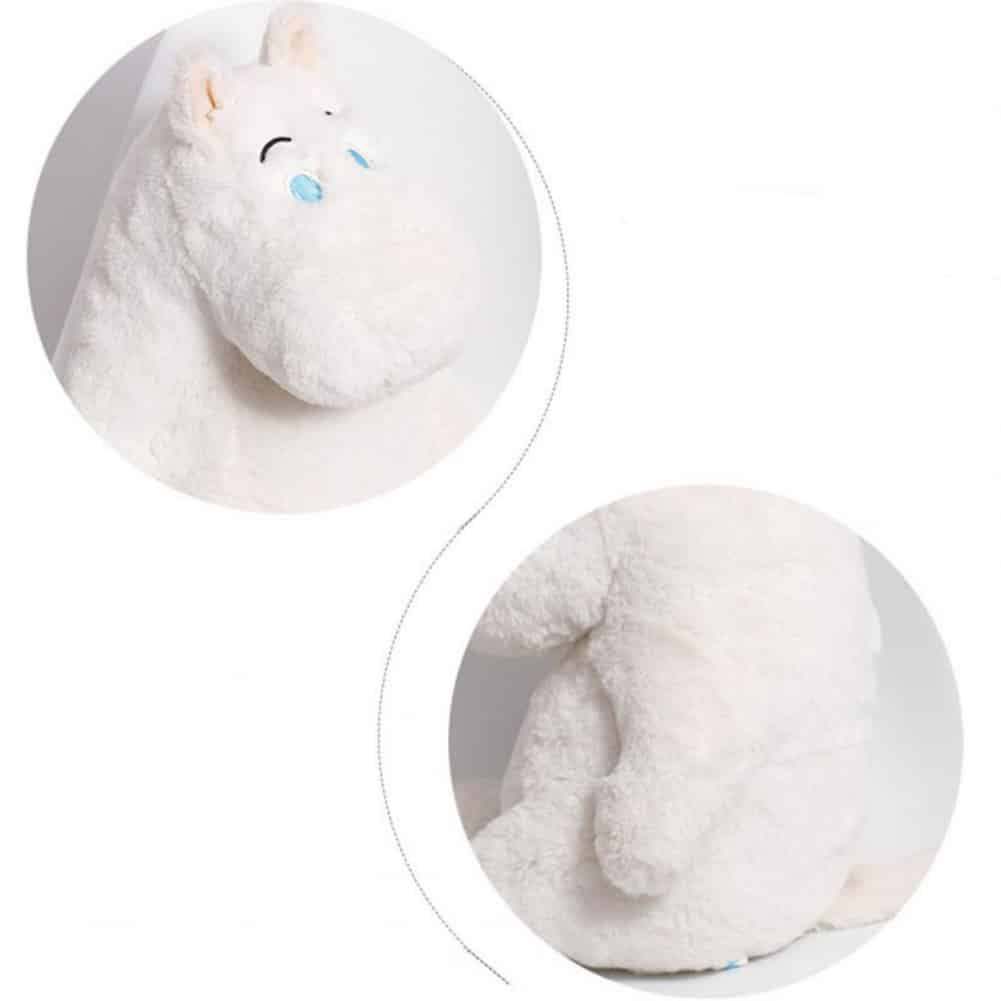 Peluche oreiller hippopotame blanc doux confort maison La compagnie de la peluche