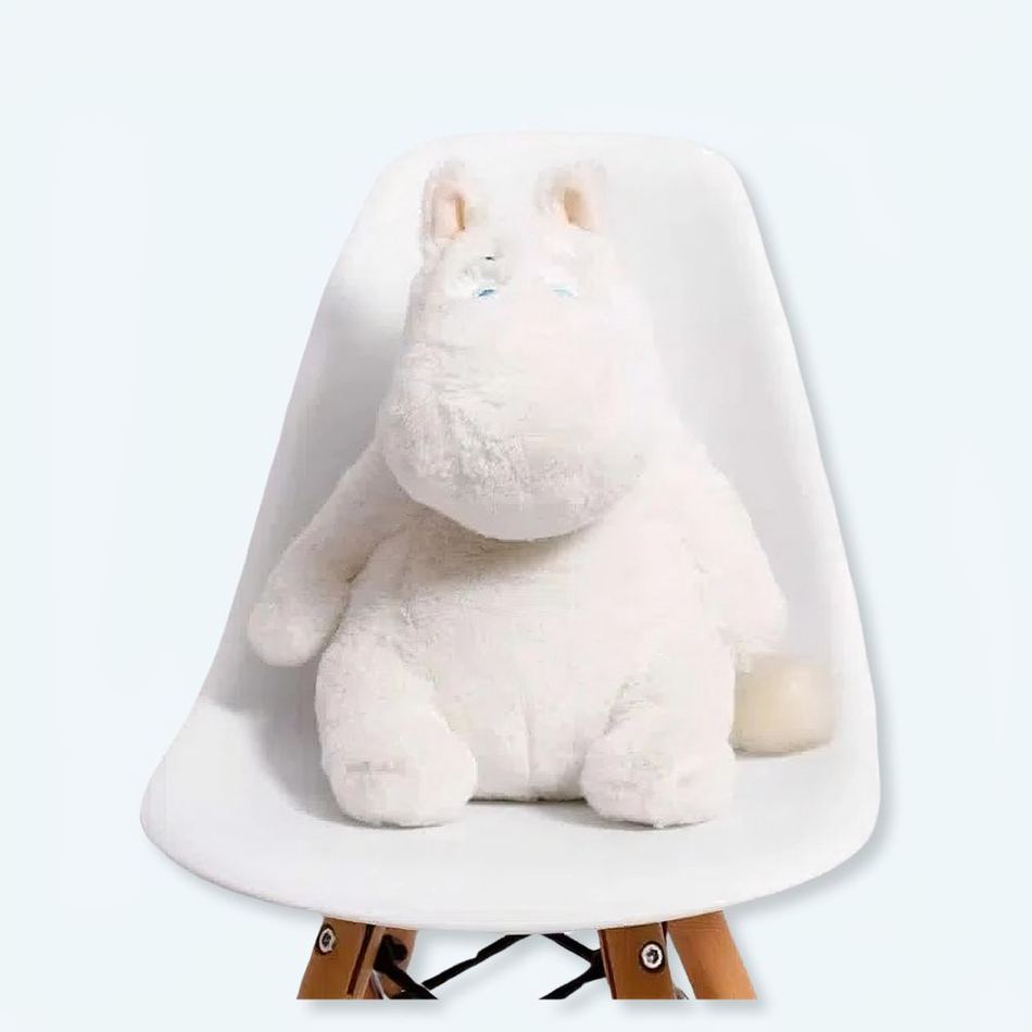 Peluche oreiller hippopotame blanc doux confort maison La compagnie de la peluche
