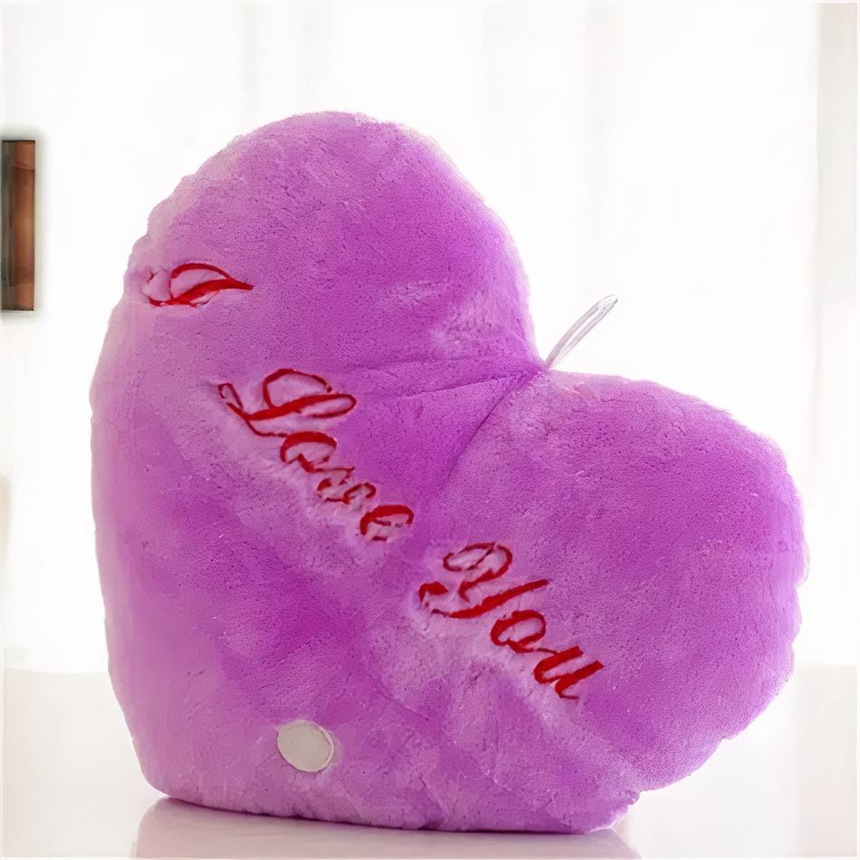Peluche oreiller violet doux câlin message romantique La compagnie de la peluche