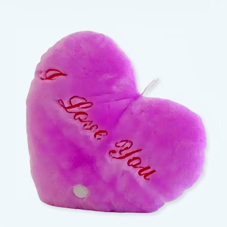 Peluche oreiller violet doux câlin message romantique La compagnie de la peluche