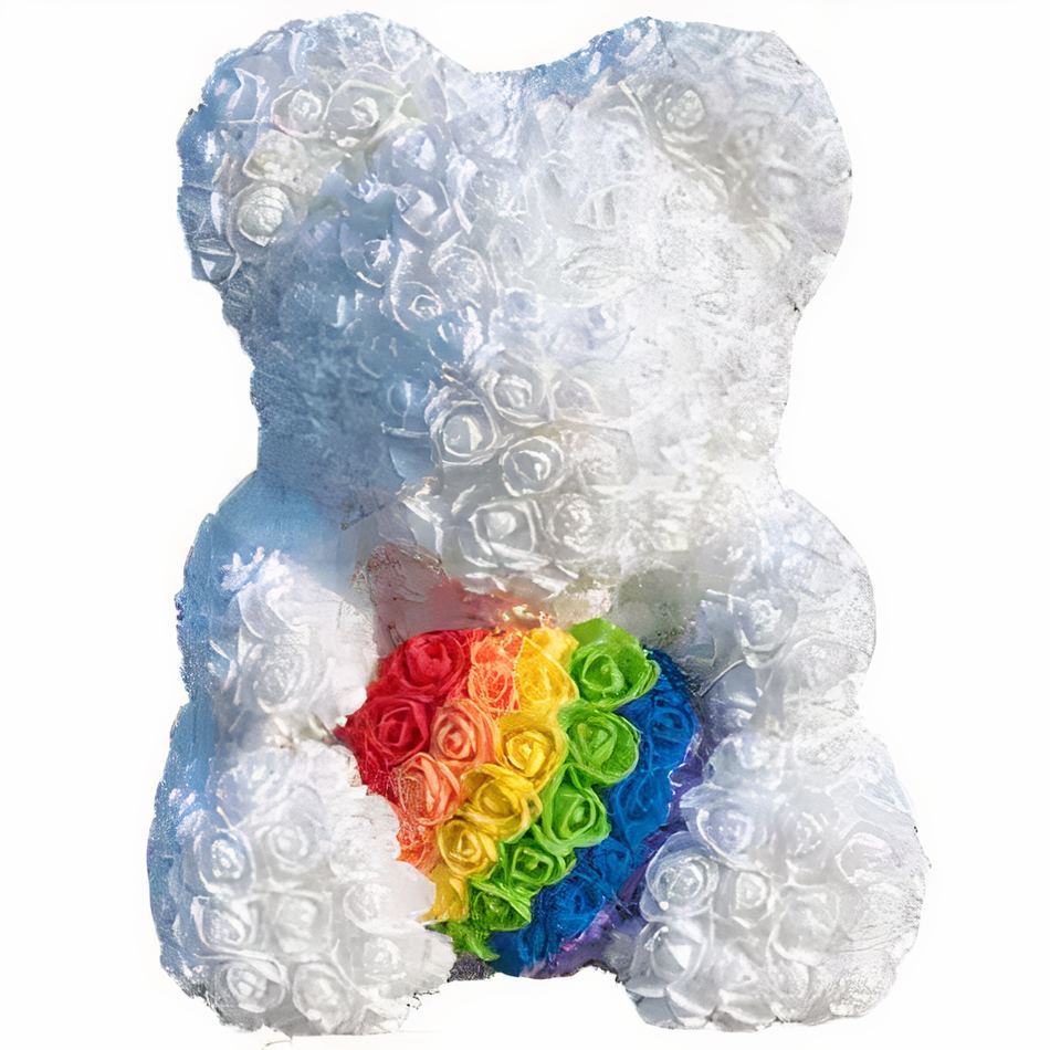 Peluche ours arc-en-ciel doux mignon câlin enfant La compagnie de la peluche
