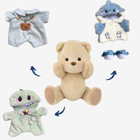 Peluche ours articulé fait main blanche douce enfant pack-ours-marron-combinaison-dinosaure-requin La compagnie de la peluche