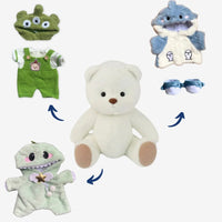 Peluche ours articulé fait main en alien vert doux pack-ours-blanc-alien-dinosaure-requin La compagnie de la peluche