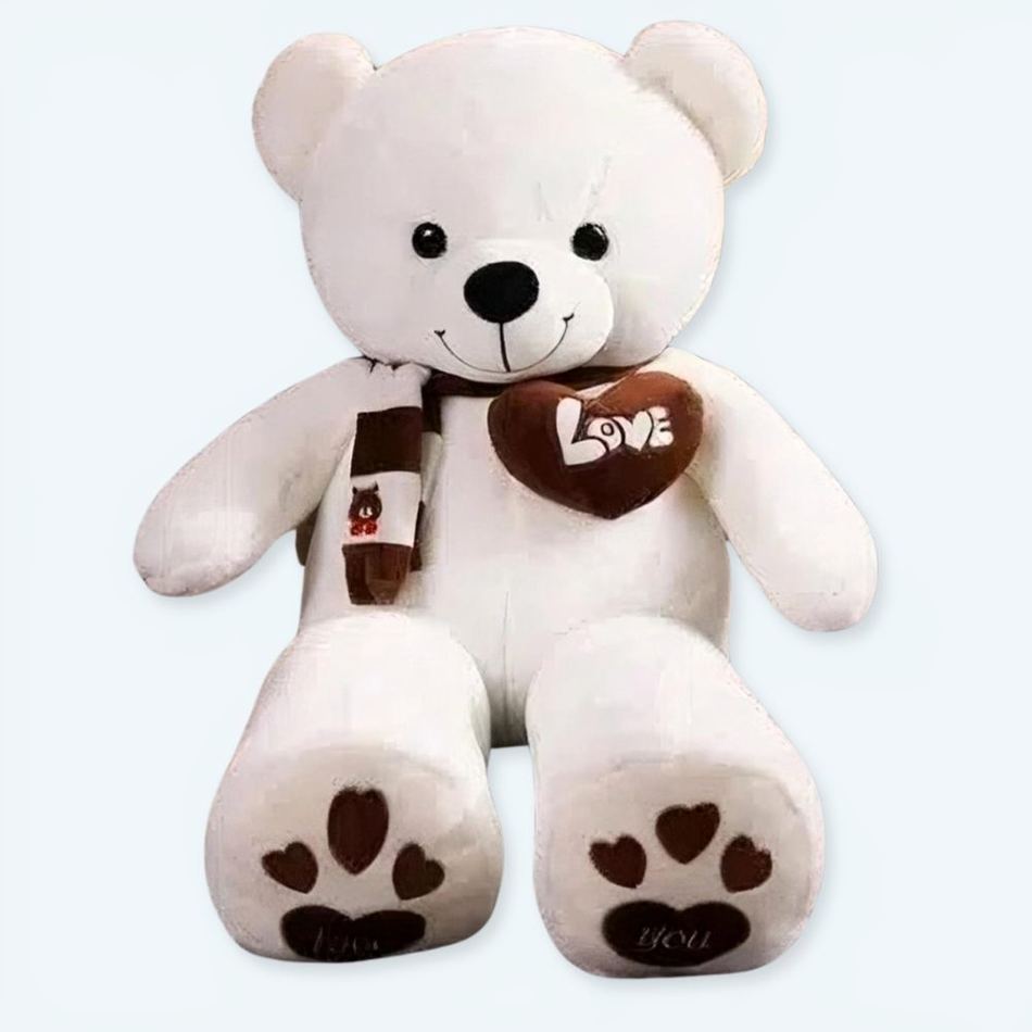 Peluche ours blanc doux câlin hiver chaleureux enfant 100cm La compagnie de la peluche