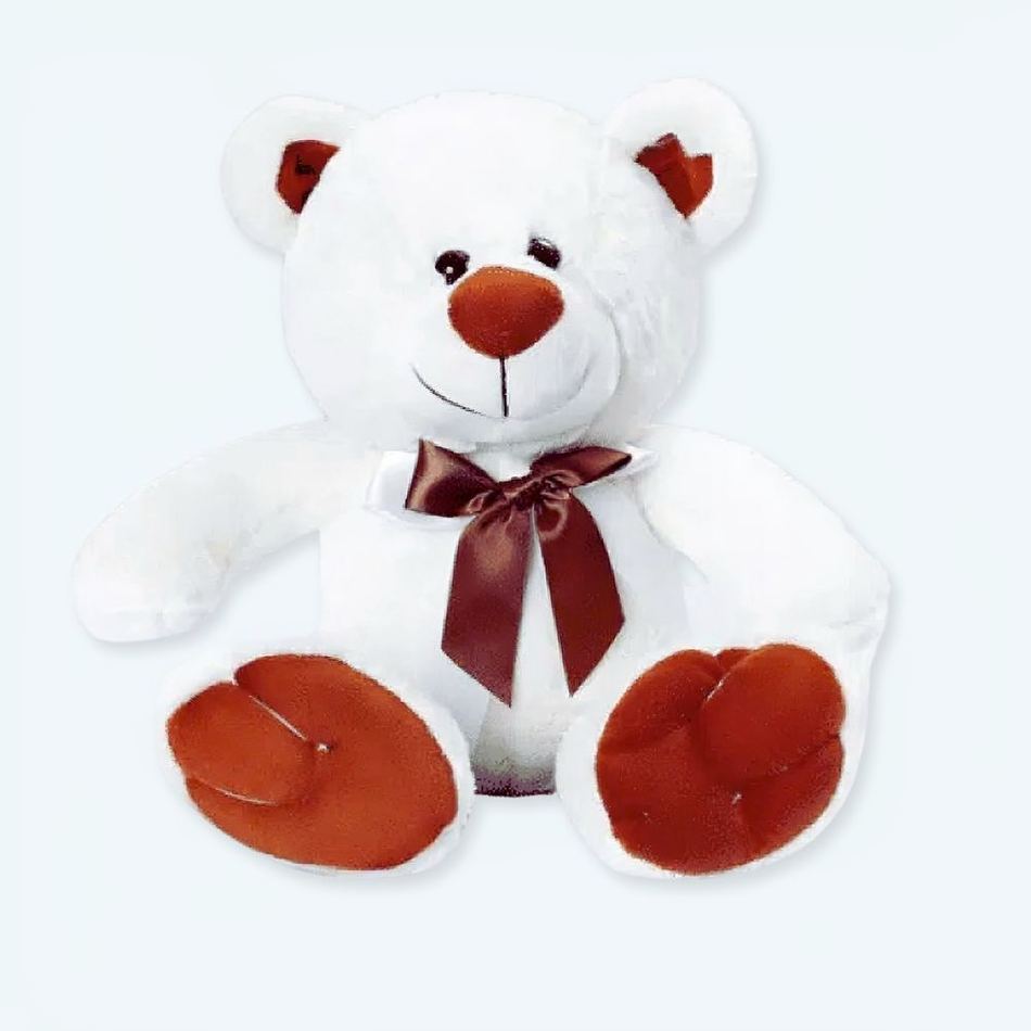 Peluche ours blanc doux hiver avec noeud élégant La compagnie de la peluche