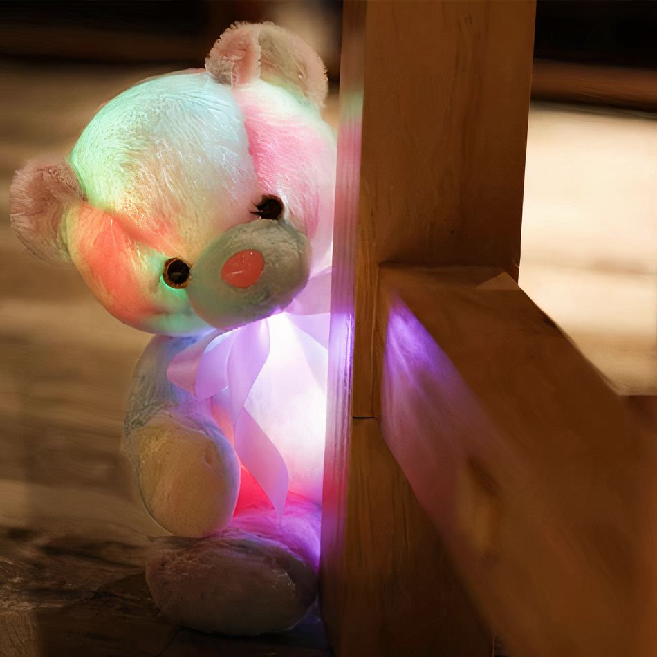 Peluche ours colorée veilleuse douce chambre enfant La compagnie de la peluche