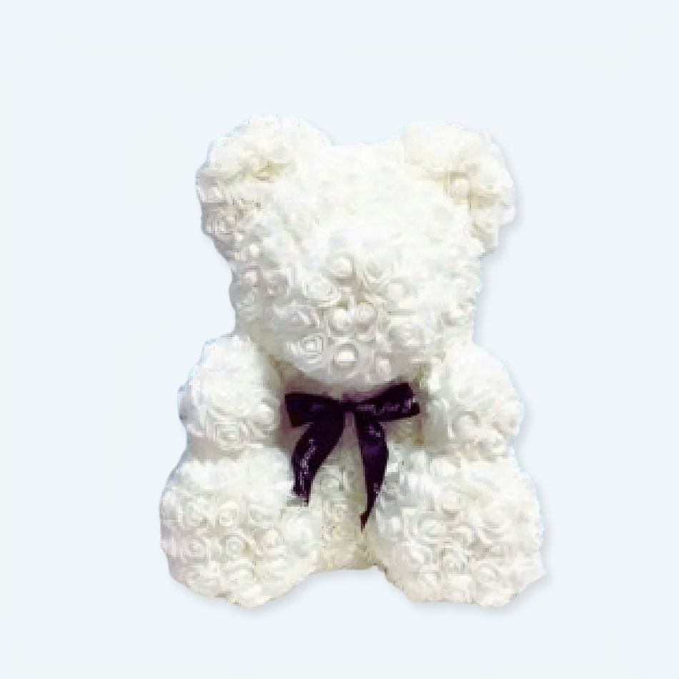 Peluche ours fleurs blanche douce câlin décor naturel 40cm La compagnie de la peluche