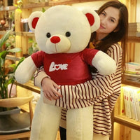 Peluche ours géant câlin amour en Tshirt doux 80cm / rouge La compagnie de la peluche