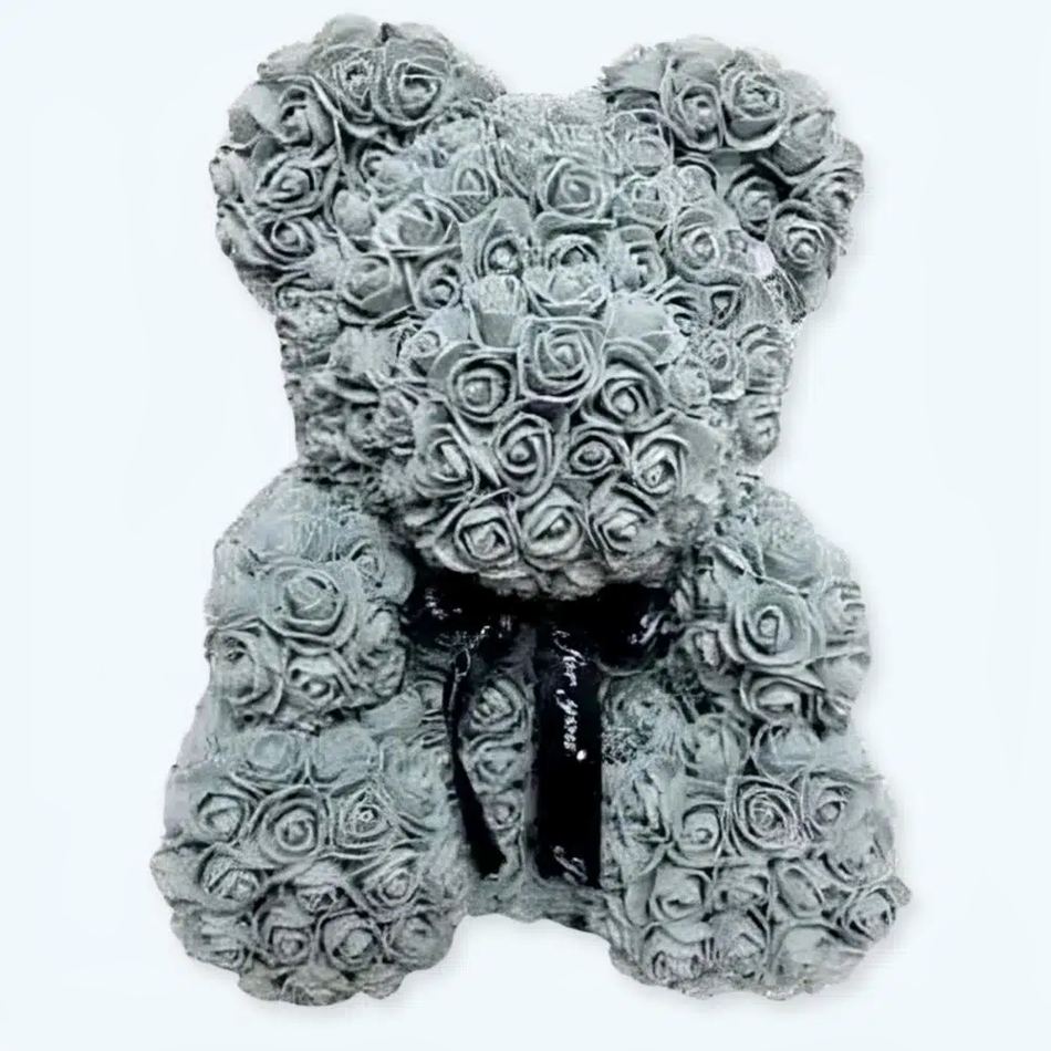 Peluche ours grise fleurie douce pour décor romantique 40cm La compagnie de la peluche
