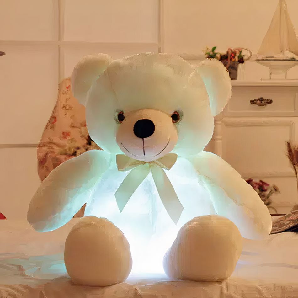 Peluche ours oreiller douce LED lumineuse chambre cozy La compagnie de la peluche