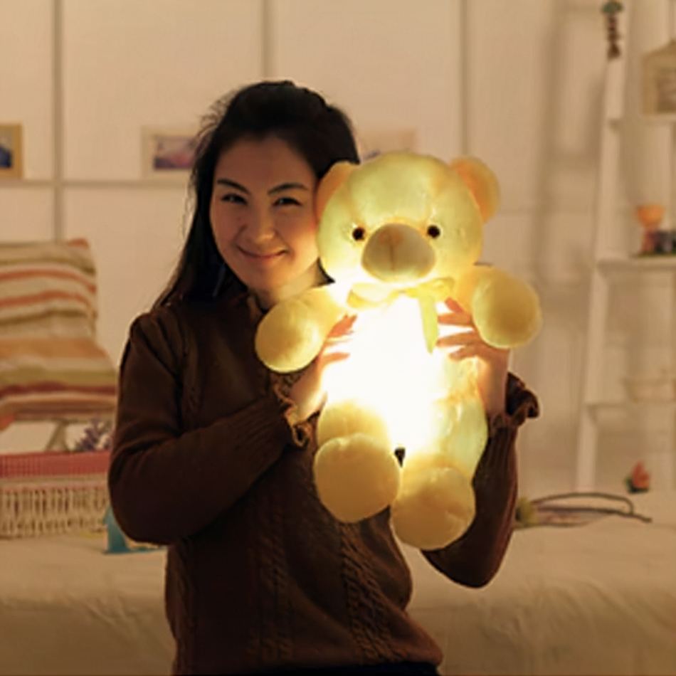Peluche ours oreiller lumineux jaune doux lumineux nuit La compagnie de la peluche
