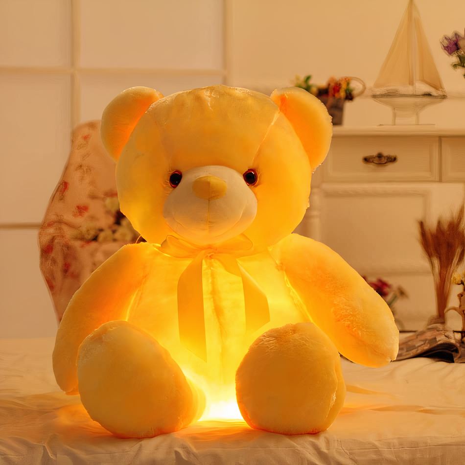 Peluche ours oreiller lumineux jaune doux lumineux nuit La compagnie de la peluche