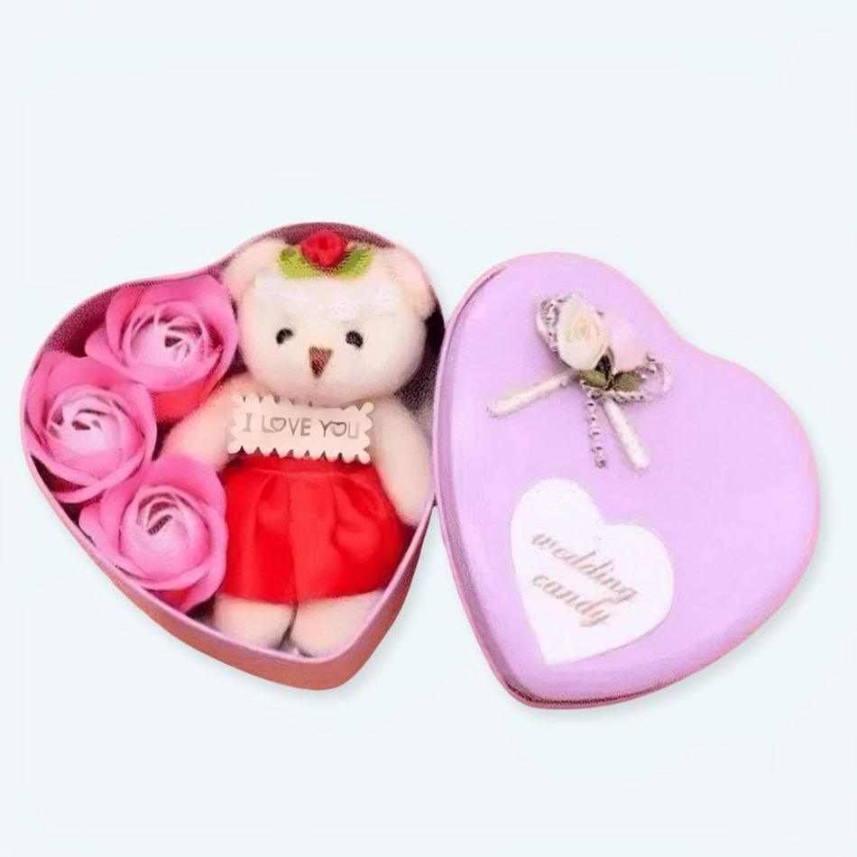 Peluche ours rose doux coffret cadeau romantique La compagnie de la peluche