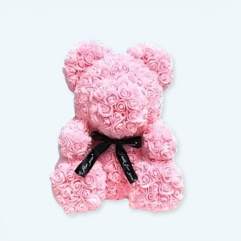 Peluche ours rose fleurs douces câlin décoration chambre 40cm La compagnie de la peluche