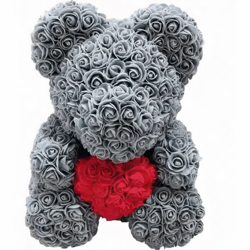 Peluche ours rose grise douce câline enfant chambre La compagnie de la peluche