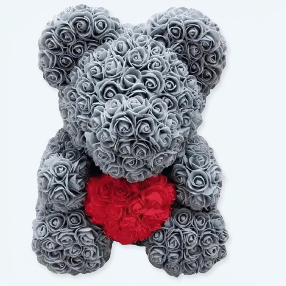 Peluche ours rose grise douce câline enfant chambre La compagnie de la peluche