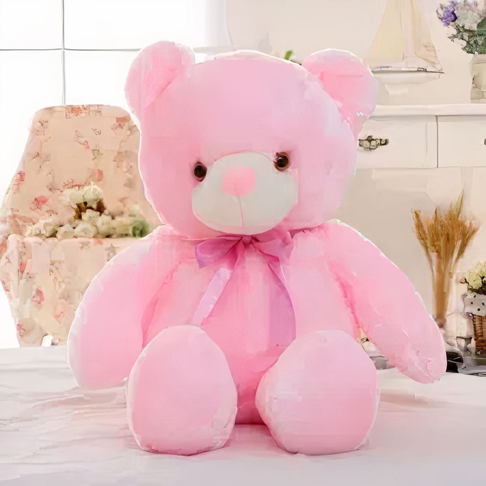 Peluche ours rose lumineux LED douce nuit apaisante La compagnie de la peluche