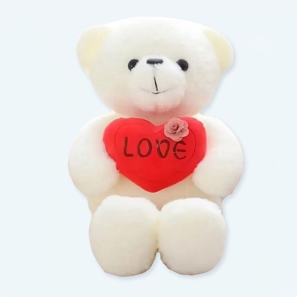 Peluche ourson blanc doux câlin cadeau romantique 40cm La compagnie de la peluche