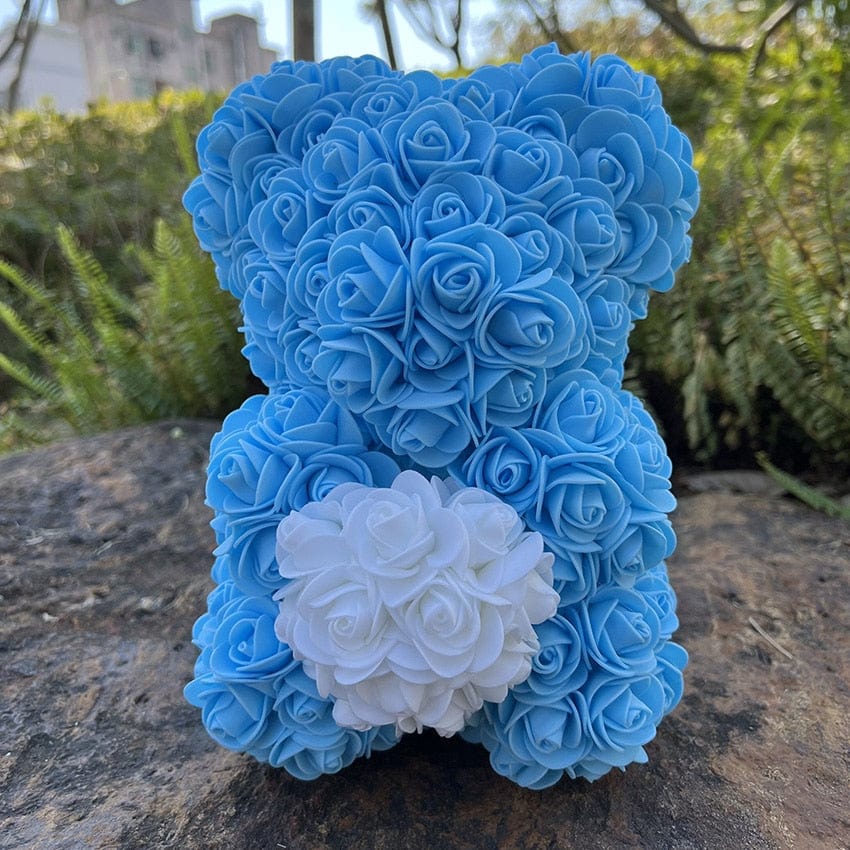 Peluche ourson en rose bicolore Saint-Valentin