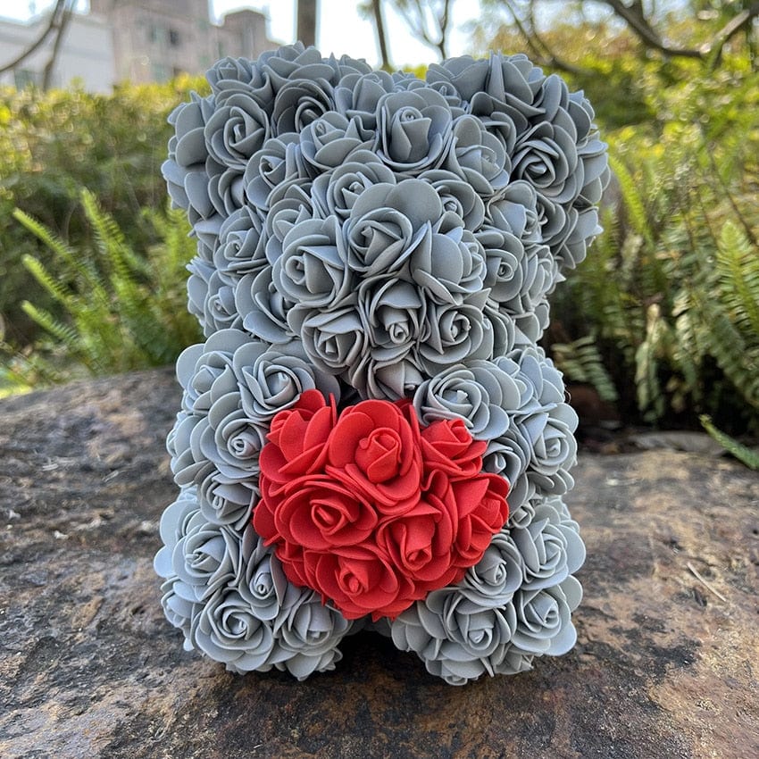 Peluche ourson en rose bicolore Saint-Valentin