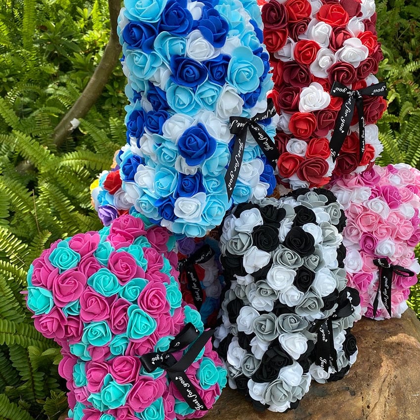 Peluche ourson en rose bicolore Saint-Valentin