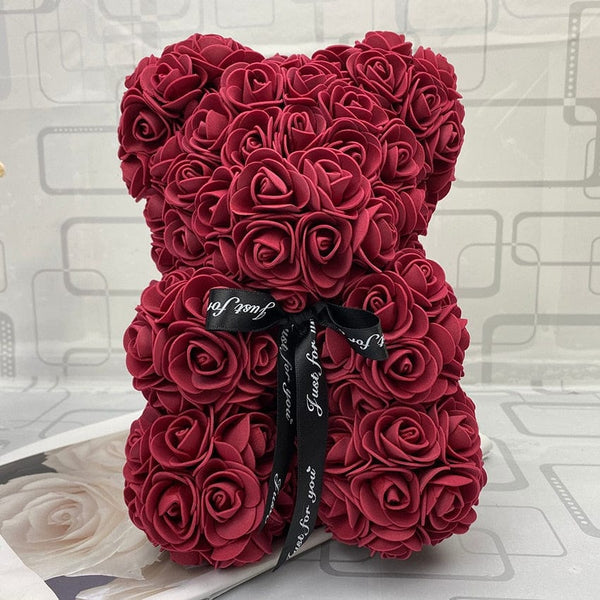 Peluche ourson en rose bicolore Saint-Valentin