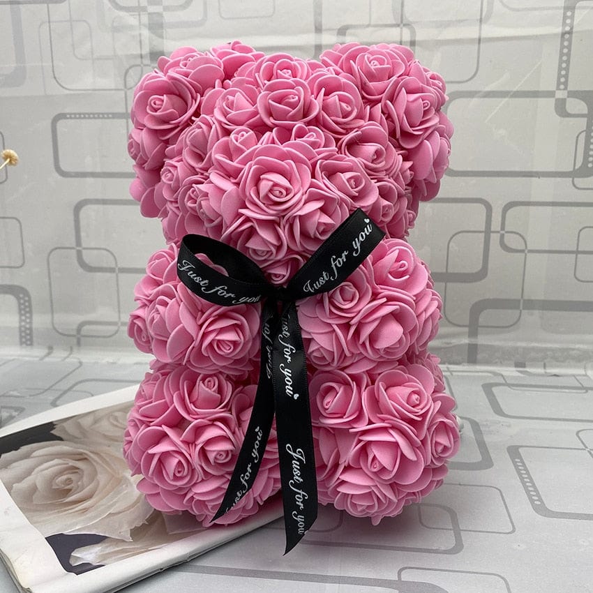 Peluche ourson en rose bicolore Saint-Valentin