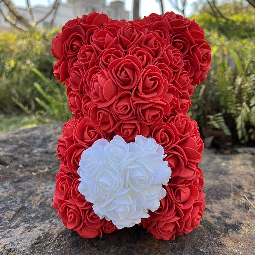 Peluche ourson en rose bicolore Saint-Valentin