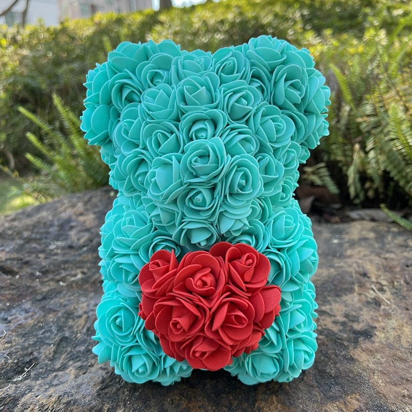 Peluche ourson en rose bicolore Saint-Valentin