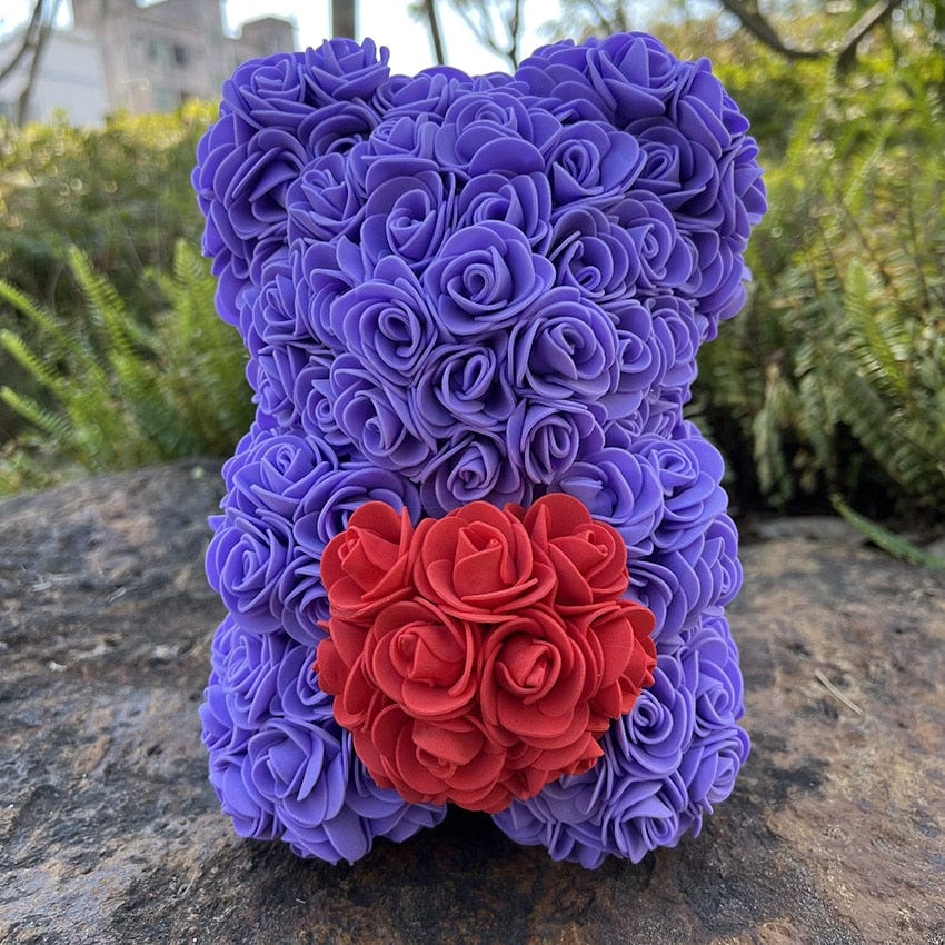 Peluche ourson en rose bicolore Saint-Valentin