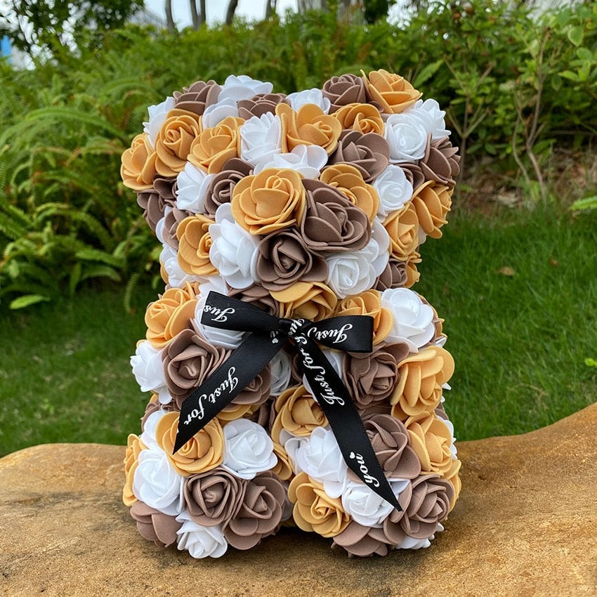 Peluche ourson en rose bicolore Saint-Valentin