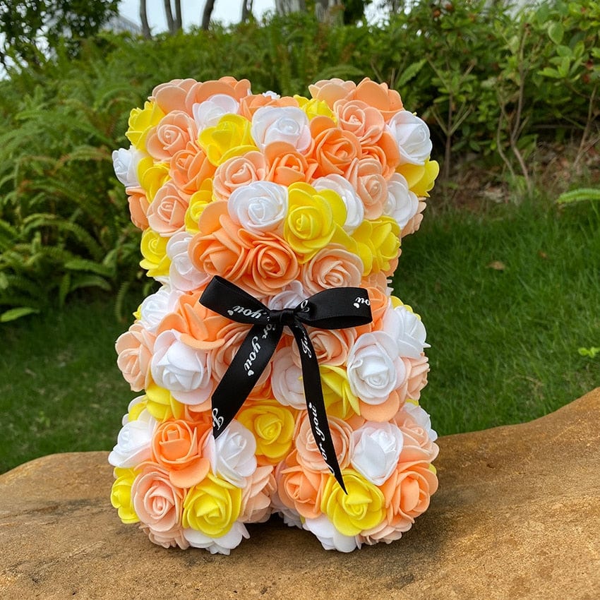 Peluche ourson en rose bicolore Saint-Valentin