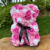 Peluche ourson en rose bicolore Saint-Valentin