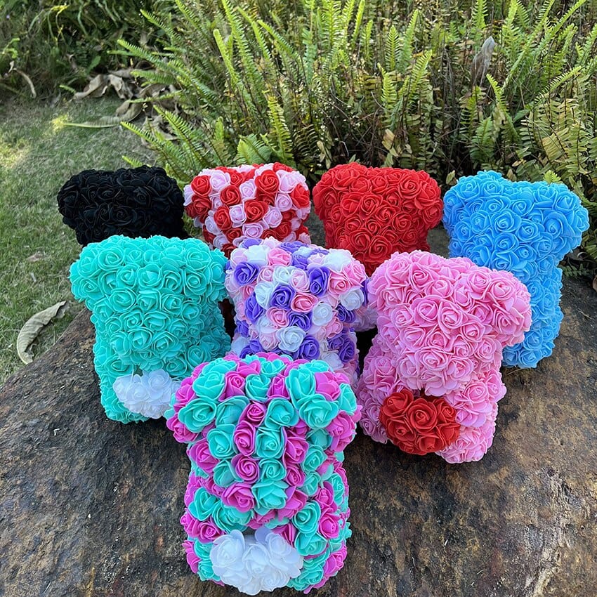 Peluche ourson en rose bicolore Saint-Valentin