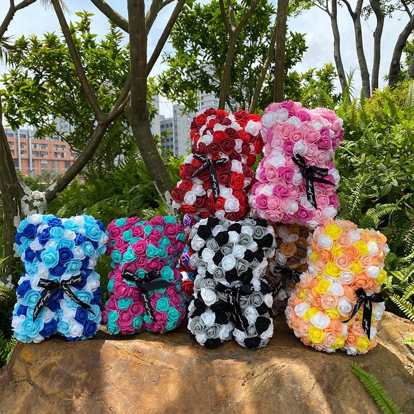 Peluche ourson en rose bicolore Saint-Valentin