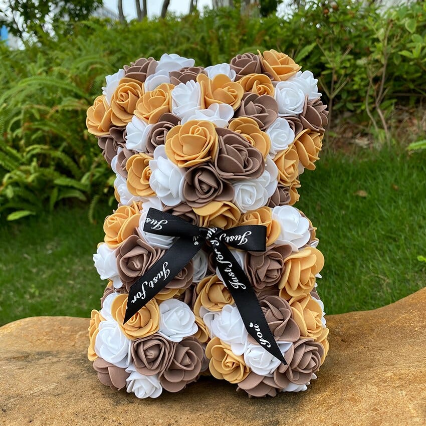 Peluche ourson en rose bicolore Saint-Valentin