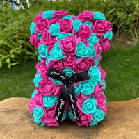 Peluche ourson en rose bicolore Saint-Valentin Bleu/Rose/Violet / Sans boîte
