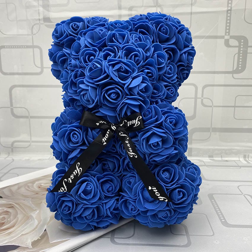 Peluche ourson en rose Saint-Valentin Bleu / Sans boîte