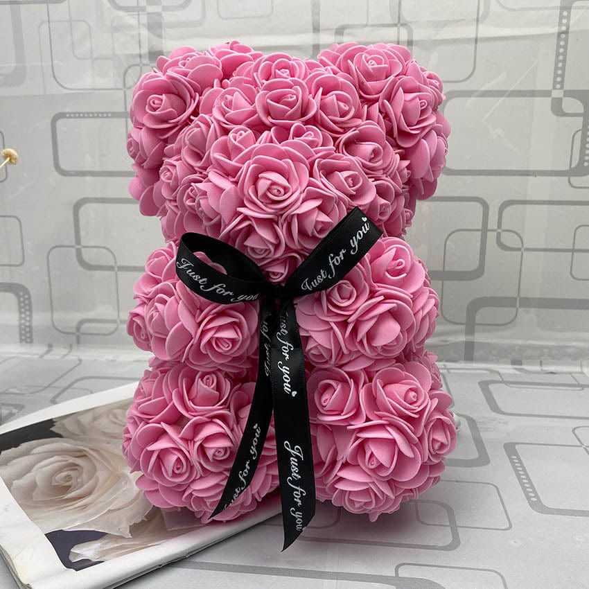 Peluche ourson en rose Saint-Valentin Rose / Sans boîte