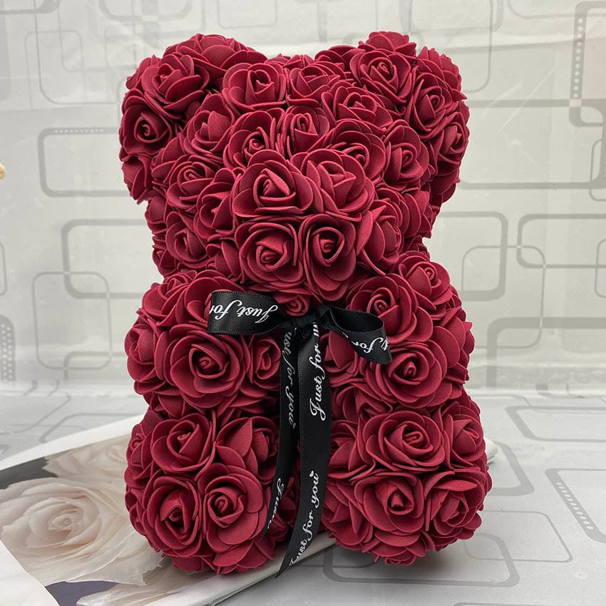 Peluche ourson en rose Saint-Valentin Rouge Bordeaux / Sans boîte