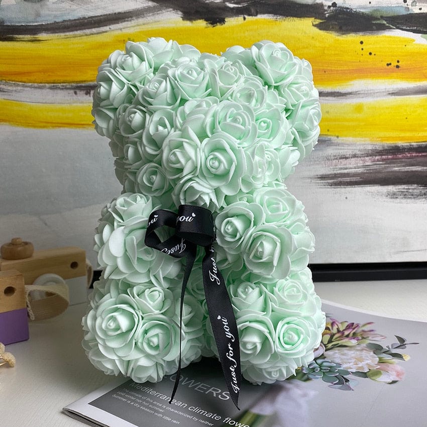 Peluche ourson en rose Saint-Valentin Vert clair / Sans boîte