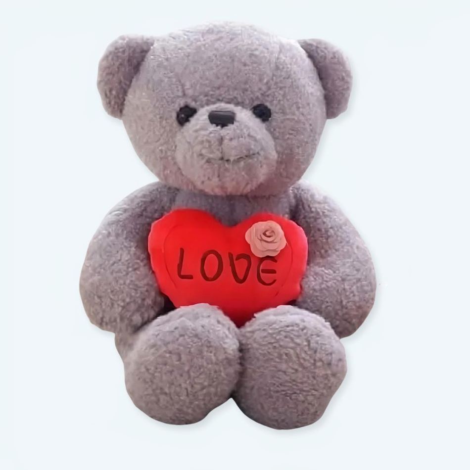 Peluche ourson gris câlin doux enfant chambre déco 40cm La compagnie de la peluche