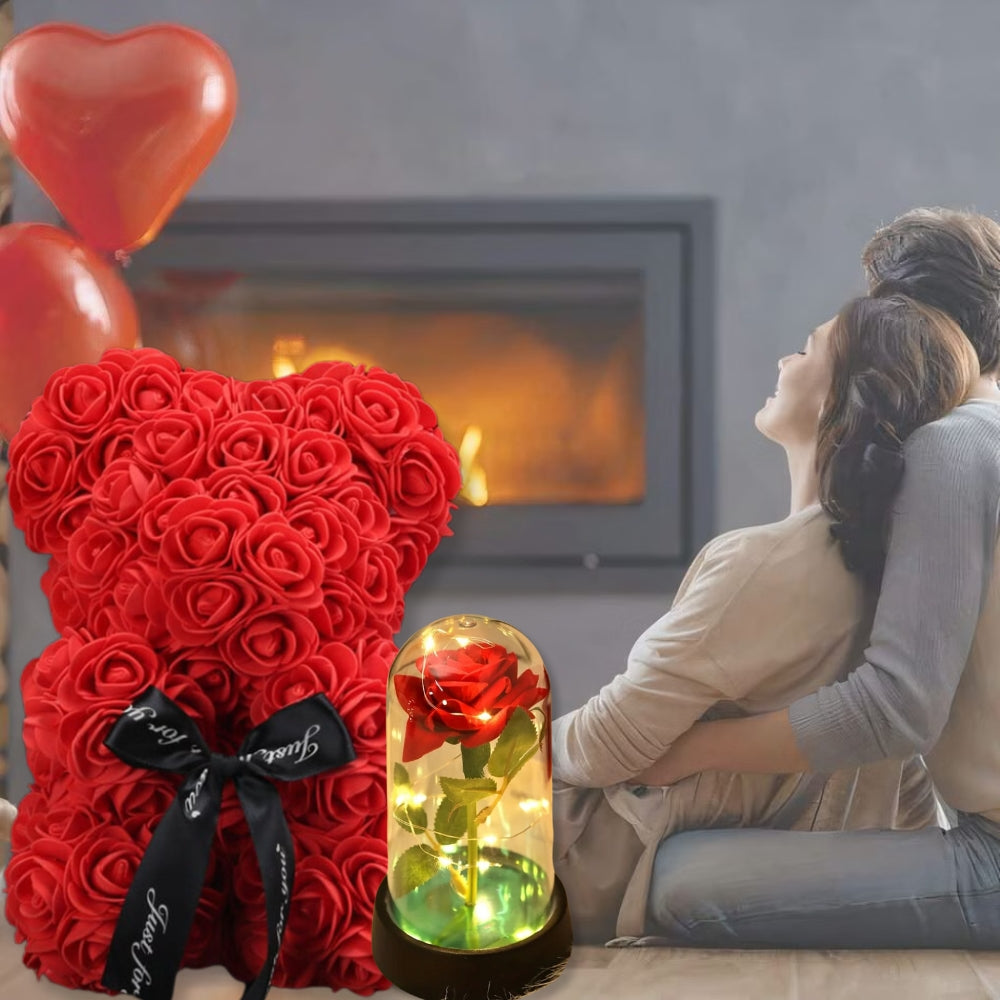 Peluche ourson rose amour romantique cadeau éternel La compagnie de la peluche