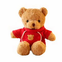 Peluche ourson rouge câlin doux hiver chaleureux La compagnie de la peluche