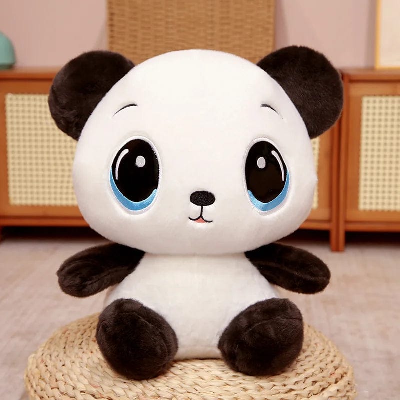 Peluche panda aux grands yeux bleus